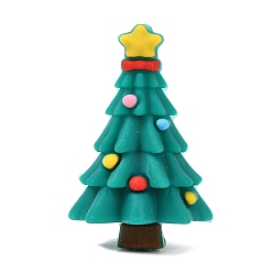 Рождественская елка Силиконовые бусины, фокусные бусы, Новогодняя тема, красочный, рождественская елка, 30.5x19.5x16.5 мм, отверстие : 3 мм