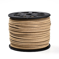 Светло-коричневый Экологичный шнур из искусственной замши, искусственная замшевая кружева, загар, 3.0x1.4 мм, около 98.42 ярдов (90 м) / рулон