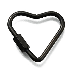 Черный Ионное покрытие (ip) 304 брелоки с винтовым карабином из нержавеющей стали, для изготовления ожерелий, быстрые ссылки, сердце, чёрные, 22.5x24.5x4.5 мм, Винт: 7x4.5x4 мм