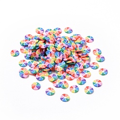 Colorful Handmade Polymer Clay Cabochons, Polymer Clay Slices for Resin Crafts & DIY Projects, Flat Round, Colorful, 5~5.5x0.8mm, about 55555pcs/1000g
