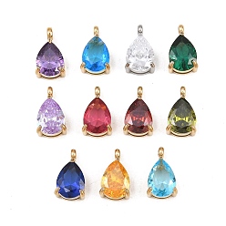 (52) Непрозрачная лаванда 304 подвески из нержавеющей стали, с кубического циркония, слезинки, золотые, разноцветные, 11x6.5x4.5 мм, отверстие : 1.4 мм