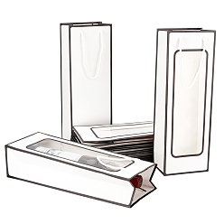 Белый Бумажные мешки, подарочные пакеты, сумки для покупок, свадебные сумки, мешки для красного вина, прямоугольник с ручками, белые, 36x12.5x8.5 см