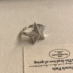 Звезда Кольца-манжеты из сплава с кристаллами и стразами, платина, звезда, внутренний диаметр: регулируемый