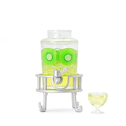 Lime Mini Plastic Self-Service Juice Barrel Miniature Ornaments, Micro Landscape Home Dollhouse Accessories, Home Display Decoration, Lime, 32x53mm