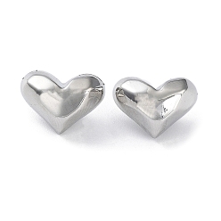 Platinum Rack Plating Alloy Charms, Heart, Platinum, 10x13x7.5mm, Hole: 1.6mm