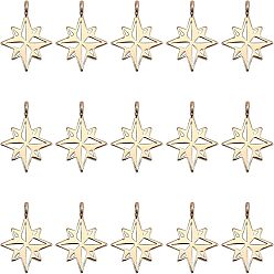 Light Gold 18 шт. Латунные подвески, звезда, золотой свет, 14x11x1 мм, отверстие : 1 мм