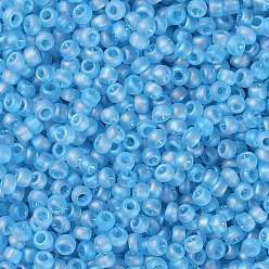 (163F) Matte Transparent AB Aqua TOHO Round Seed Beads, Japanese Seed Beads, (163F) Matte Transparent AB Aqua, 8/0, 3mm, Hole: 1mm, about 1110pcs/50g