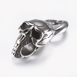 Античное Серебро 316 соединители звеньев хирургической нержавеющей стали, череп, античное серебро, 35x14x13 мм, отверстие : 6x9 мм