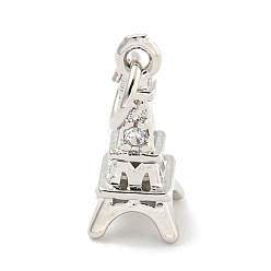 Платина Покрытие стойки латунь микропаве прозрачные подвески из кубического циркония, долговечный, с прыжковых колец, без свинца и без кадмия, башня, платина, 13x6x5.5 мм, отверстие : 4 мм