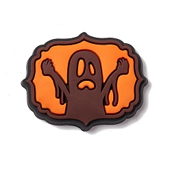 Orange Halloween Theme PVC Cabochons, Ghost, Orange, 23.5x30x4mm
