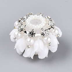 Белый Акриловые стразы из смолы и АБС-пластика, имитация жемчуга, круглая с цветком, для изготовления бисерных ручек, белые, 18.5~19x24.5~27x24.5~27 мм, отверстие : 2~2.5 мм
