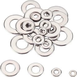 Stainless Steel Color 24 Pcs 4 Styles 304 Stainless Steel Linking Rings, Donut, Stainless Steel Color, 6pcs/style