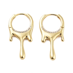 Настоящее золото 18K Серьги-кольца из латуни с покрытием в форме слезы, с четким кубического циркония, без кадмия и без свинца, долговечный, реальный 18 k позолоченный, 10.53x14x3 мм