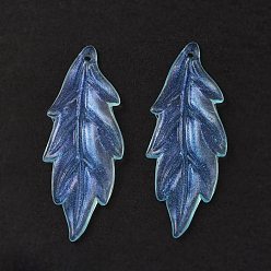 Бледно-бирюзовый Прозрачные акриловые бусины, блеск порошок, лист, бледные бирюзовая, 42.5x16x2.5 мм, отверстие : 1.2 мм, Около 540 шт / 500 г