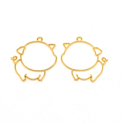 Золотой Сплав открытая задняя рамка большие подвески, для diy уф смолы, эпоксидная смола, Прессованные цветочные украшения, свинья, золотые, 38x34.5x1.8 мм, отверстие : 2.2 мм