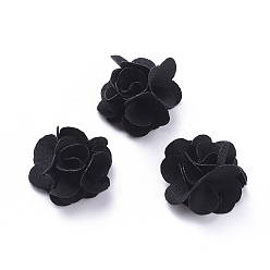 Черный Ручной работы из полиэстера тканые аксессуары костюма, цветок, чёрные, 20x9 мм