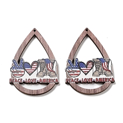 Teardrop Большие кулоны из дерева, слеза, 54.5x36.5x2.5 мм, отверстие : 1.6 мм