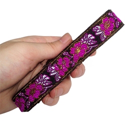 Фуксин 6.8m жаккардовая лента с цветочным рисунком в этническом стиле из полиэстера, фуксиново-красные, 3/4 дюйм (20 мм), около 7.44 ярдов (6.8 м) / рулон
