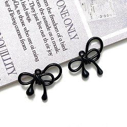 Черный Акриловые подвески краскораспылительные, бантом, чёрные, 19x21 мм