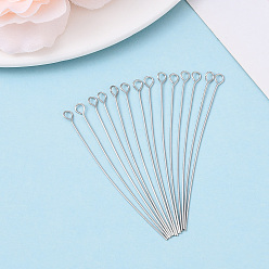 Платинированный Латунные булавки, без никеля , Реальная платина, 50x0.5 мм, отверстие : 2 мм