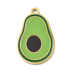 Avocado 304 эмалевые подвески с фруктами из нержавеющей стали, реальный 18 k позолоченный, авокадо, 26.5x17x1.5 мм, отверстие : 2 мм