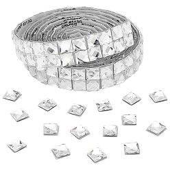 Кристалл 2 ярдов отделка стразами hotfix, самоклеящаяся лента со стеклянными стразами, кристалл, 20x3.5 мм, площади: 10x10 mm