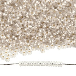 (PF21F) PermaFinish Crystal Silver Lined Matte Toho 8/0 полукруглые бусины, японский бисер, (pf21f) пермафиниш кристалл серебристый матовый, 3x1.15 мм, отверстие : 1.2 мм, Около 744 шт / 10 г