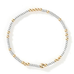 Серебро Браслеты из стеклянных бусин и бусин CCB, составные браслеты для женщин, серебряные, 7-7/8 дюйм (20 см), внутренний диаметр: 6-1/2 дюйм (16.5 см)