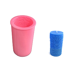 Pearl Pink Bohemian Style 3D Embossed Eye Pillar Candle Molds, Scented Candle Cylinder Making Molds, Silicone Molds for DIY Aromatherapy Candles, Pearl Pink, 12.8x7cm, Inner Diameter: 6.2cm