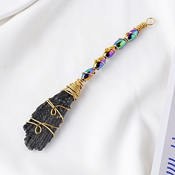 Черный Хэллоуин ведьма украшение метлы, гальванический кварцевый веник из натурального турмалина, целебная каменная палочка для метлы, чёрные, 120~140 мм