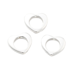 Серебро Латунной шариковой кадра, без свинца и без кадмия, долговечный, сердце, серебряные, 12x14x2 мм, отверстие : 0.8 мм