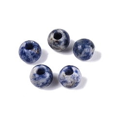 (306FM) Жонкиль матовый с лаймовой подкладкой Натуральное голубое пятно яшма европейские бусы, гладкий круглый, бусины с большим отверстием, 10x8.5 мм, отверстие : 4 мм