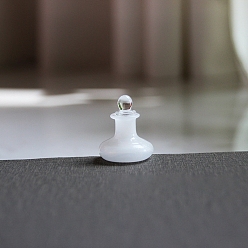 Белый Миниатюрная бутылка из боросиликатного стекла, с крышкой, аксессуары для кукольного домика с микро-ландшафтом, притворяясь опорными украшениями, белые, 24x17 мм