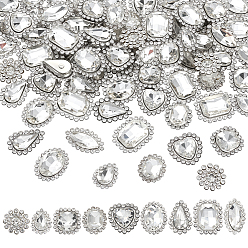 Mixed Shapes Шить на горный хрусталь, стекло кристалл горный хрусталь, с 201 оправой из нержавеющей стали, аксессуары для одежды, разнообразные, 14~20x12~15x4.5~7.5 мм, 8 шт / стиль