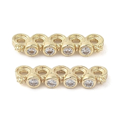 Настоящее золото 14K Покрытие стойки латунь прокладывает прозрачные проставки из кубического циркония, цветок ссылки, долговечный, без свинца и без кадмия, реальный 14 k позолоченный, 4.5x17.5x2.5 мм, отверстие : 1.4 мм