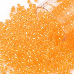 (801) Luminous Neon Tangerine Toho runde Rocailles, japanische Rocailles, (801) leuchtende Neon-Mandarine, 8/0, 3 mm, Bohrung: 1 mm, über 222pcs / Flasche, 10 g / Flasche