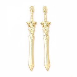 Золотой Стойки обшивки сплава большие кулоны, без кадмия, без никеля и без свинца, очарование меча, золотые, 70x11x3 мм, отверстие : 2 мм