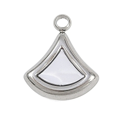 Нержавеющая Сталь Цвет 304 подвески-веера из синтетической ракушки из нержавеющей стали, белые, цвет нержавеющей стали, 14x12x4 мм, отверстие : 1.8 мм