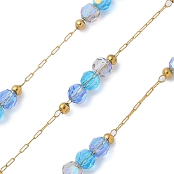 Озёрно--синий Ионное покрытие (ip) 304 звенья цепи из нержавеющей стали, пайки, с эмалью и катушкой, реальный 18 k позолоченный, Плут синий, 2.5x1x0.1 мм, около 32.81 футов (10 м) / рулон