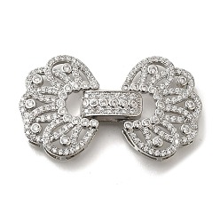 Платина Стойка покрытие цветок латунь микропаве прозрачный кубический цирконий складные застежки, долговечный, без свинца и без кадмия, платина, 41.5 мм