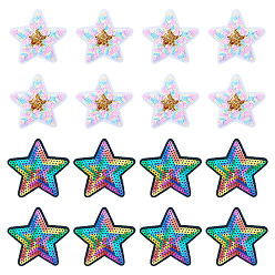 (52) Непрозрачная лаванда 24 шт. 2 Цветные полиэстеровые термопереносные виниловые листы, утюг на виниле для футболки, украшения одежды ткани, с пайеткой / блестками, звезда, разноцветные, 68.5~70x67~72x1~2.5 мм, 12 шт / цвет