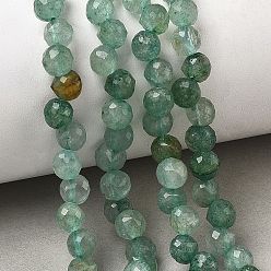 Quartz Fraise Brins de perles de quartz vert naturel, facette, larme, 6~6.5mm, Trou: 0.9~1mm, Environ 74~75 pcs/chapelet, 15.75'' (40 cm) ~ 15.94'' (40.5 cm)