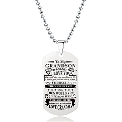 Нержавеющая Сталь Цвет 201 подвеска из нержавеющей стали для моего внука в виде армейского жетона, цепочка с шариками, цвет нержавеющей стали, 23.62 дюйм (60 см)