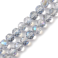 Стально-синий Нити гальванических бусин с полурадужным покрытием, граненые, круглые, стальной синий, 8x7.5 мм, отверстие : 1.2 мм, около 67~68 шт / нитка, 20.08~20.28'' (51~51.5 см)