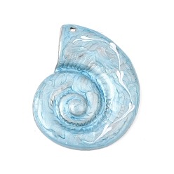 Azul 304 acero inoxidable con colgantes esmaltados, dijes con forma de concha de nautilo, color acero inoxidable, azul, 45x35x5 mm, agujero: 1.6 mm