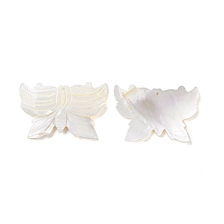 White Natural Freshwater Shell Pendants, Dragonfly Charm, White, 30.5x45x4mm, Hole: 1.6mm