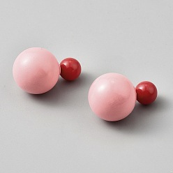 Pink Пластиковые круглые серьги-гвоздики, мяч серьги, платина, розовые, 16 мм