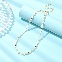 Белый Ожерелья из натурального культивированного пресноводного жемчуга и рисовых бусин, золотые, белые, 15.16 дюйм (38.5 см)