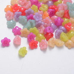 Couleur Mélangete Perles acryliques de gelée d'imitation , fleur, couleur mixte, 10x10.5x6.5mm, trou: 1.8 mm, environ 1850 pcs / 500 g