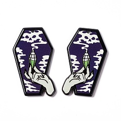 Bottle Печатные акриловые подвески, для Хэллоуина, гроб с оберегом на руку вампира, образец бутылки, 42x24.5x2.5 мм, отверстие : 2 мм